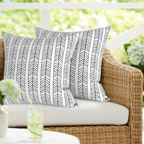 Vista 21 de DYTXIII Paquete de 2 almohadas lumbares impermeables para exteriores con rellenos, 12 x 20 pulgadas, almohada decorativa rectangular para patio