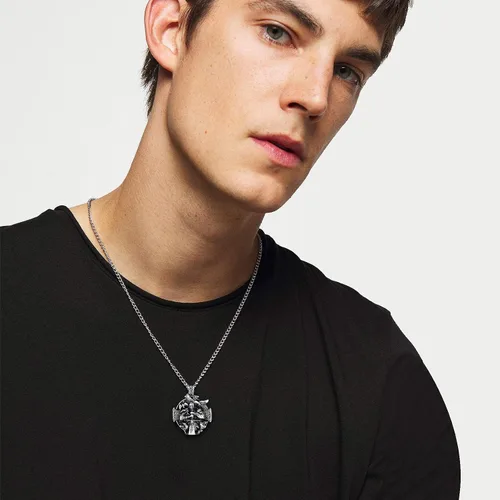 Vista 4 de U7 Wiccan Necklace Pagan Pendant Men Women Stainless SteelBlack18K Gold Plated PentagramNorse VikingRaven Occult Necklaces