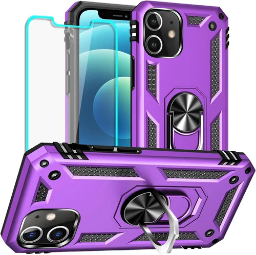 Vista 15 de Yiakeng Funda para iPhone 12 Mini: Funda para iPhone 12 Mini con protector de pantalla HD, fundas protectoras de grado militar con anillo para Verde