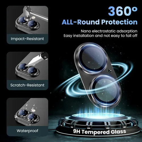 Vista 2 de Uyiton Compatible con iPhone 17 Protector de Lente de Cámara - [No es Fácil de Romper][Fuerte Adsorción][Compatible con Fundas] Protector de Cámara