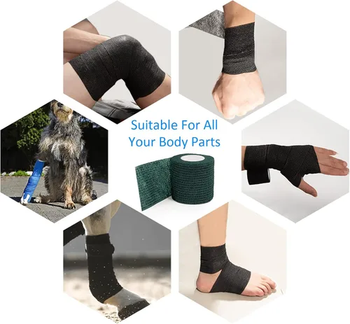 Vista 6 de 6 vendajes autoadhesivos de 2 pulgadas de cinta deportiva elástica cohesiva Cinta atlética cohesiva autoadhesiva para muñeca, tobillo, mascotas