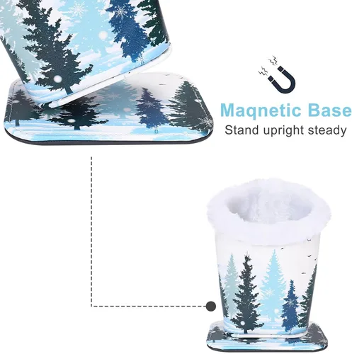 Vista 6 de Megrez Soporte de cristal forrado de felpa de cuero PU con base magnética