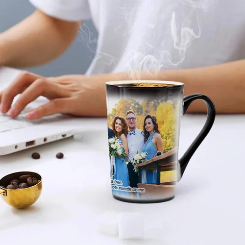 Vista 9 de Taza personalizada, tazas personalizadas que cambian de color, con collage de 1 imágenes, taza de café mágica con foto, imagen, nombre, texto