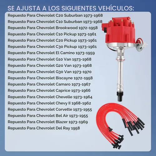 Vista 2 de Distribuidor HEI con cables de bujía de repuesto para Chevy SBC 350 BBC 454