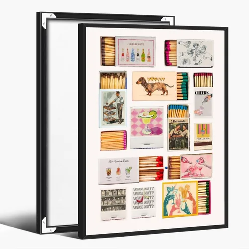 Vista 9 de Pósteres de Impresión en Lienzo de Caja de Cerillas Rosa Retro Preppy, Póster de Cerillas Femenino y Moderno, Arte Vintage de Librito de Cerillas