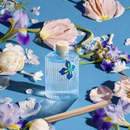 Vista 5 de Difusor de junco, difusor de flores con aroma a iris azul, 6.09 onzas líquidas, 8 cañas, fragancia para el hogar de larga duración, decoración