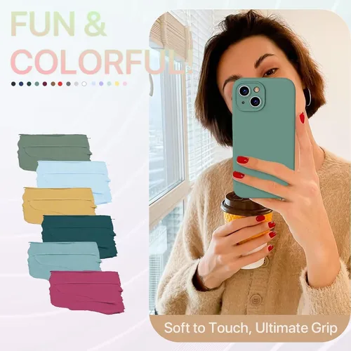 Vista 6 de GOODVISH Funda compatible con iPhone 15, silicona mejorada [protección mejorada de la cámara] funda para teléfono con 2 protectores de pantalla