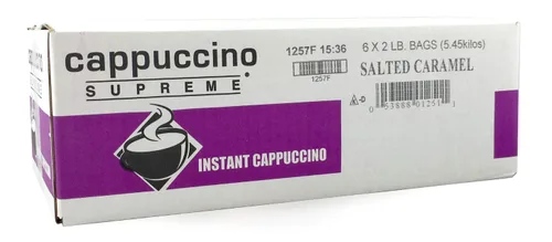 Vista 4 de Cappuccino Supreme Mezcla de capuchino instantáneo de caramelo inglés, 6 x 2 libras
