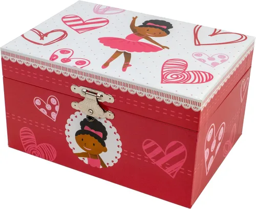 Vista 6 de Caja de música de bailarina con corazones con collar de bailarina de color plateado