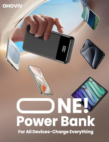 Vista 2 de Cargador portátil, banco de energía de 50000 mAh con cables incorporados, paquete de batería de carga rápida de 22.5W, cargador de teléfono portátil