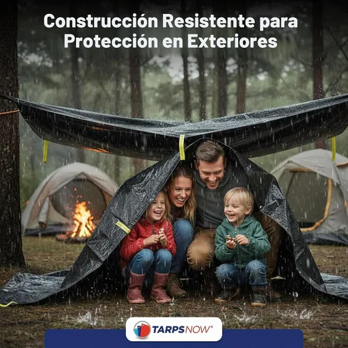 Vista 6 de Tarps Now - Lona de elevación de desechos, (8 x 8 pies) con 8 anillos en D de acero y correas amarillas fuertes, hoja de lona multiusos resistente