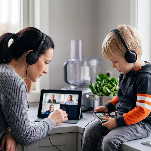 Vista 3 de Frienda Paquete de 48 auriculares para el aula, auriculares escolares con cable para estudiantes, auriculares estéreo con enchufe de 0.138 in