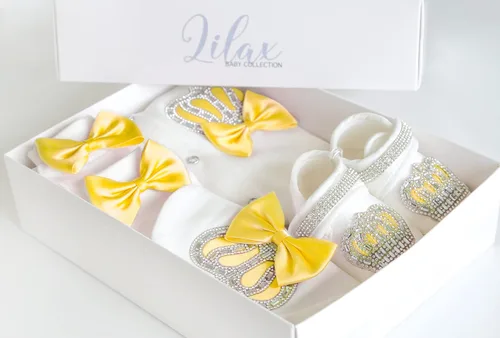 Vista 6 de Lilax Juego de regalo de 4 piezas para bebé niña recién nacida