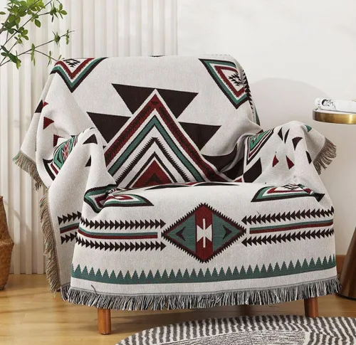 Vista 13 de Luxlovery Manta Aztec Boho Sherpa estilo navajo del suroeste, ligera y cálida, 35 x 59 pulgadas, color óxido de calabaza Aima