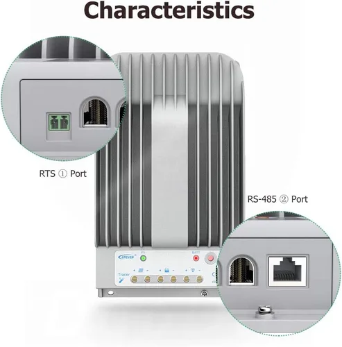 Vista 4 de EPEVER Controlador de carga solar MPPT 20A 12/24VDC Identificación automática del voltaje del sistema con medidor remoto MT50 y sensor
