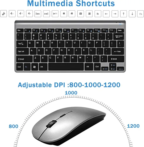 Vista 8 de Conjunto de teclado y mouse inalámbricos, teclado y mouse inalámbricos compactos, silenciosos, 2.4G, diseño ultrafino y elegante para Windows