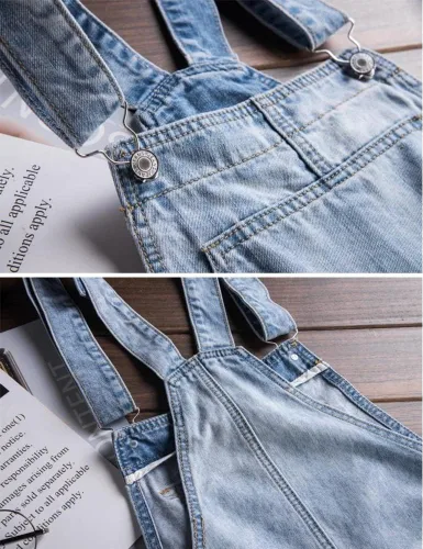 Vista 4 de Sokotoo Overol de mezclilla para hombre, color azul claro