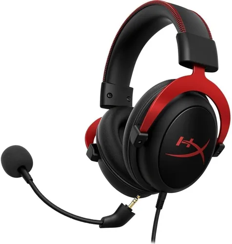 Vista 4 de HyperX Cloud II - Auriculares para juegos, sonido envolvente 7.1, almohadillas de espuma viscoelástica, marco de aluminio duradero, micrófono