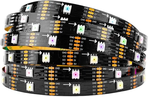 Vista 9 de BTF-LIGHTING SK9822 (similar a APA102C) direccionable individualmente 3.3ft 3.3 ft 144 píxeles/LED Datos de PCB negros no impermeables y reloj por
