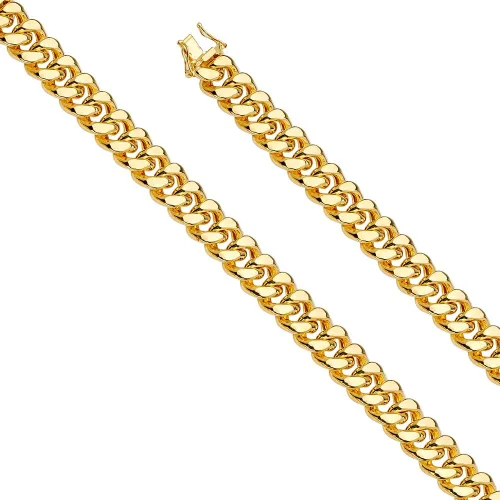 Vista 8 de Wellingsale Cadenas de eslabones cubanos Miami de oro hueco de 14 quilates (opciones de selección)