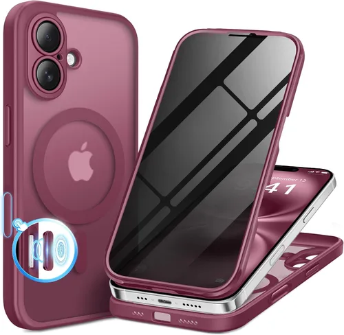 Vista 40 de BERFY Funda para iPhone 12 Pro Max, compatible con MagSafe, protector de pantalla de privacidad integrado y protección de cámara, antiespía