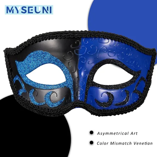 Vista 3 de MYSEUNI 2024 Nueva máscara de mascarada para hombres, máscara veneciana retro para hombre, para fiesta de Halloween, Mardi Gras, baile de máscaras