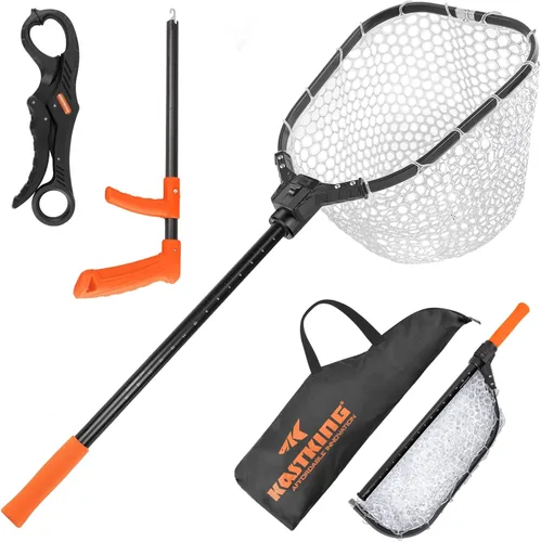 Vista 9 de KastKing Red de pesca Brutus, red de aterrizaje de peces plegable y extensible, red de pesca ligera y portátil con mango de espuma EVA suave