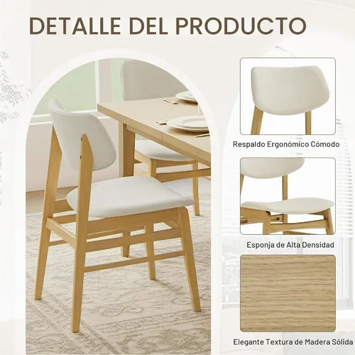 Vista 4 de KISLOT - Juego de 2 sillas de comedor de madera, sillas de cocina tapizadas, originales