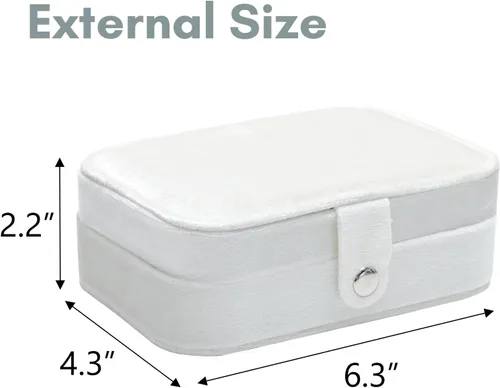 Vista 2 de Fixwal Joyero de viaje de terciopelo de felpa, pequeño organizador de joyas de viaje para mujeres y niñas, joyero portátil con espejo para anillos