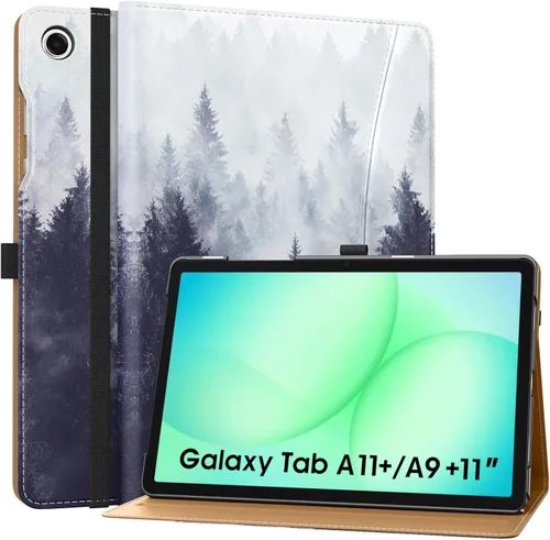 Vista 21 de MoKo Funda para Samsung Galaxy Tab A11+/ A11 Plus/ A9+/ A9 Plus de 11 pulgadas 2026/2024, piel sintética multiángulo con correa de mano, bolsillo