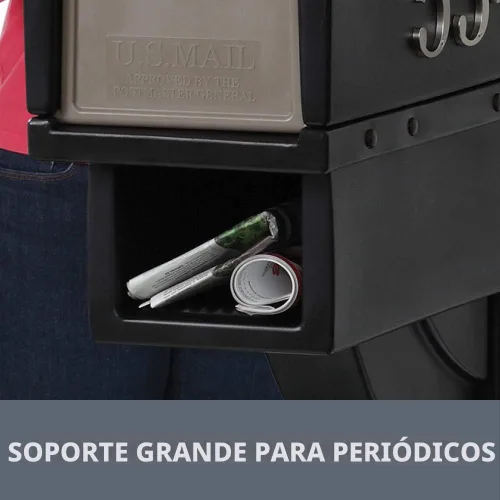 Vista 5 de Step2 Mailmaster Hudson Buzón de correo, puerta magnética, soporte para periódicos grande, resistente, resistente a la intemperie, kit