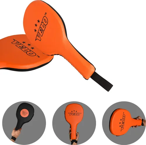 Vista 6 de VELO Taekwondo Kick Pad de cuero de microfibra doble patada duradera almohadillas de golpe Kickboxing Entrenamiento Combate Deportes Karate Target