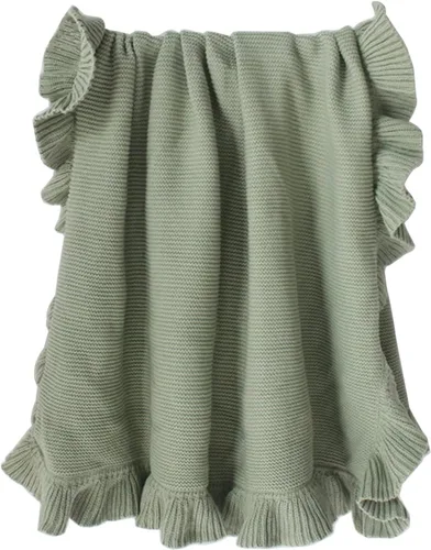 Vista 7 de Manta de punto con borde de volantes para bebé, manta para cuna, no fluorescente, manta de fotos para recién nacidos, manta de bebé, colcha unisex a