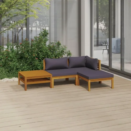 Vista 52 de Juego de 5 piezas para patio con cojín, juego de muebles de sofá, resistente a la intemperie, adecuado para uso en exteriores, requiere montaje Gris