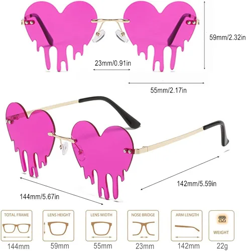 Vista 5 de BAWUYI Lentes de sol con llama de fuego caliente, sin montura, con forma de diablo, para fiesta, graduación, Halloween, accesorios de disfraz