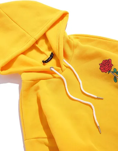 Vista 4 de ZAFUL Sudadera con capucha para hombre, con estampado de letras rosas, con cordón, unisex, de vellón, con estampado de letras