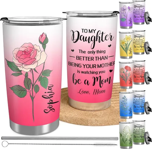 Vista 10 de Vaso personalizado con texto fotográfico, vaso de acero inoxidable con pajilla, taza de café personalizada con foto de viaje, regalo