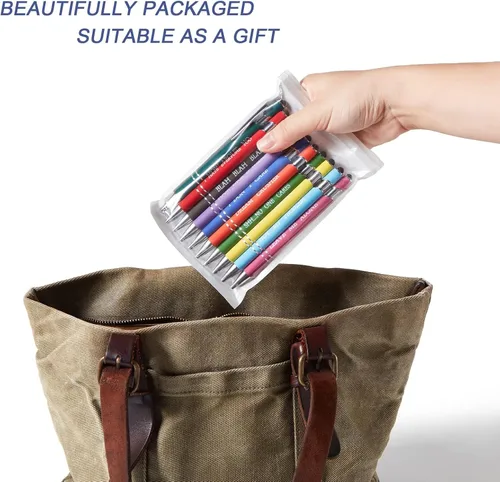 Vista 6 de 10 bolígrafos multicolor divertidos con citas quejándose y función de pantalla táctil, regalos de oficina, bolígrafos pasivos negativos