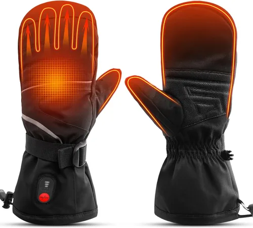 Vista 8 de SNOW DEER Guantes térmicos para hombres y mujeres, 7.4 V 2200 mAh, batería eléctrica recargable, esquí, esquí, patinaje, nieve, camping, senderismo