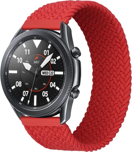 Vista 9 de 22mm Solo Loop Braided Nylon Band Compatible with Samsung Galaxy Watch Gear S3 /46mm Band,Stretchable Elastic Women Men Soft Woven Replacement