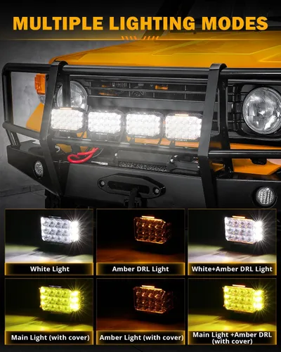 Vista 3 de Auxbeam Serie V-MAX 204W Luces LED de Conducción en Pod, Luz de Proyección Rectangular de 7 Pulgadas para Todo Terreno con DRL Ámbar y Luz Trasera