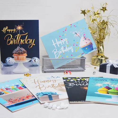 Vista 4 de 100 tarjetas de cumpleaños a granel con sobres, grandes 5 x 7, mensajes