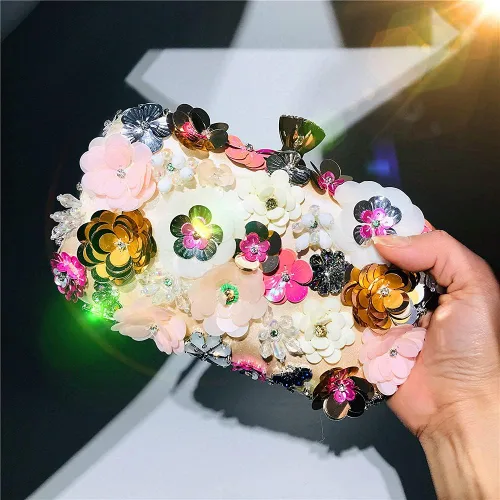 Vista 6 de Rkrouco Bolso de mano floral para mujer bolso de mano de flores coloridas con diamantes de imitación de metal