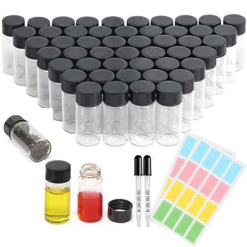Vista 17 de Paquete de 20 Frascos de Vidrio Transparente de 0.135 fl oz con Tapas de Rosca, Frascos Pequeños para Líquidos para Aceite Esencial