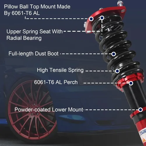 Vista 5 de JDMSPEED Nuevo Coilover completo Struts Amortiguadores Kit Suspensión Kit Rojo Reemplazo Para Mazda Miata 1989-2005