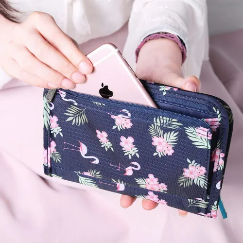 Vista 6 de VanFn Cartera para pasaporte de viaje, soporte para pasaporte para familia, serie P.Travel (flamenco), Flamingo, talla única, Cartera de viaje
