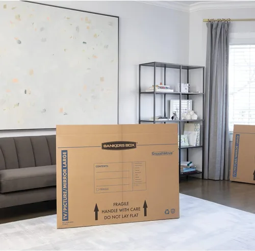 Vista 4 de Bankers Box Mediana - hasta 40" TV/Cuadro/Espejo - Caja de Mudanza Paquete de 4, 37 x 4 x 27 pulgadas (7711201)