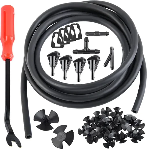 Vista 10 de Kit de boquillas para limpiaparabrisas compatible con Honda Pilot 2009 2010 2011 2014 2015, con conector de chorro de lavado y manguera de líquido