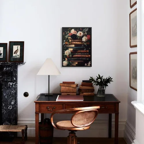 Vista 4 de Pósteres de Lienzo de Libros de Academia Oscura Carteles de Arte de Pared Botánico Floral de Ambiente Sombrío Pintura al Aceite Vintage Antigua