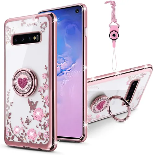 Vista 10 de Funda para Samsung Galaxy S9, Galaxy S9 para mujer, con purpurina, suave, elegante, transparente, TPU de lujo, linda funda protectora con correa